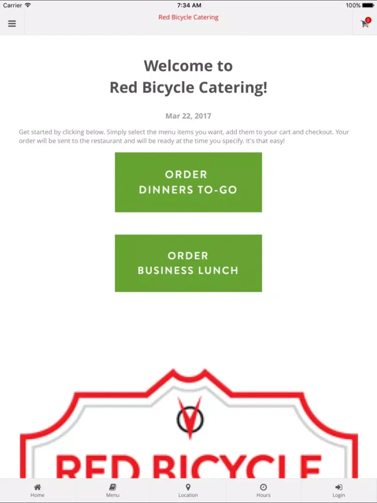 Capturas de pantalla de Red Bicycle Catering Ordering iPad 