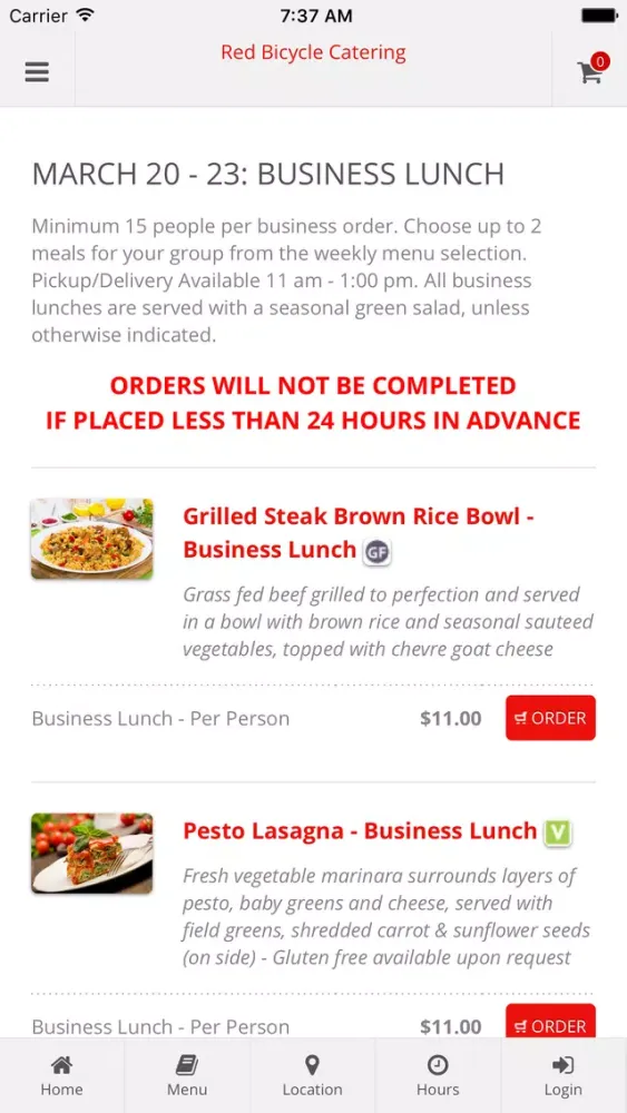 Capturas de pantalla de Red Bicycle Catering Ordering