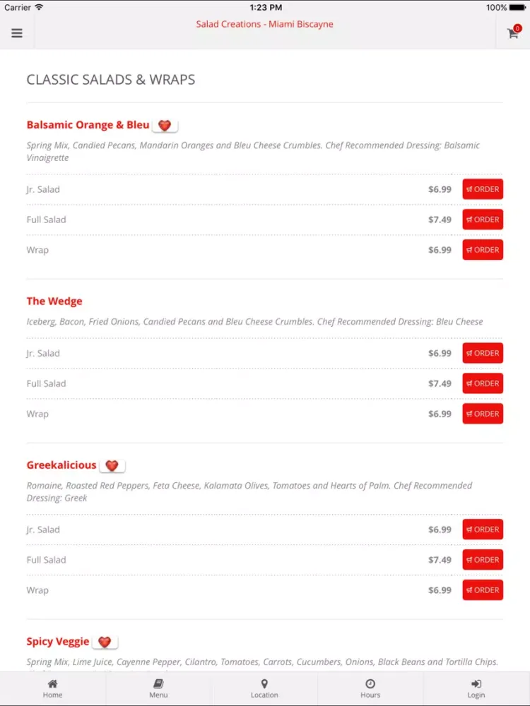 Salad Creations Online Ordering iPad  স্ক্রিনশট