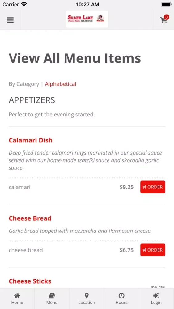 Ảnh chụp màn hình của Silver Lake Pizza and Pasta