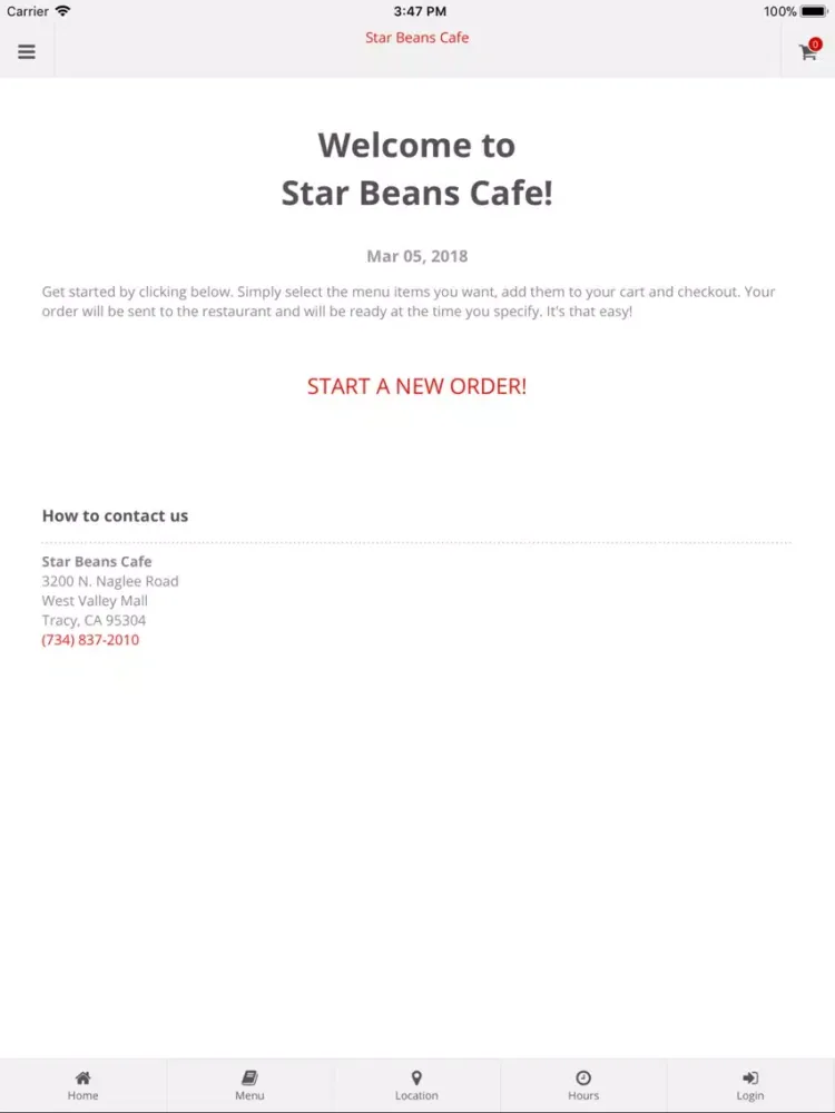 Star Beans Cafe App Orders iPad  Screenshots