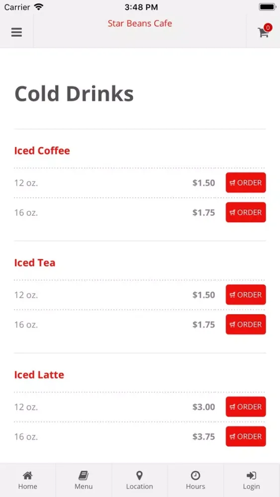 Star Beans Cafe App Orders Screenshots