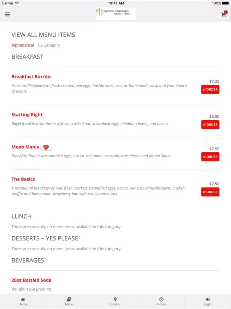 Capturas de pantalla de Sweet Cravings Bakery + Bistro iPad 