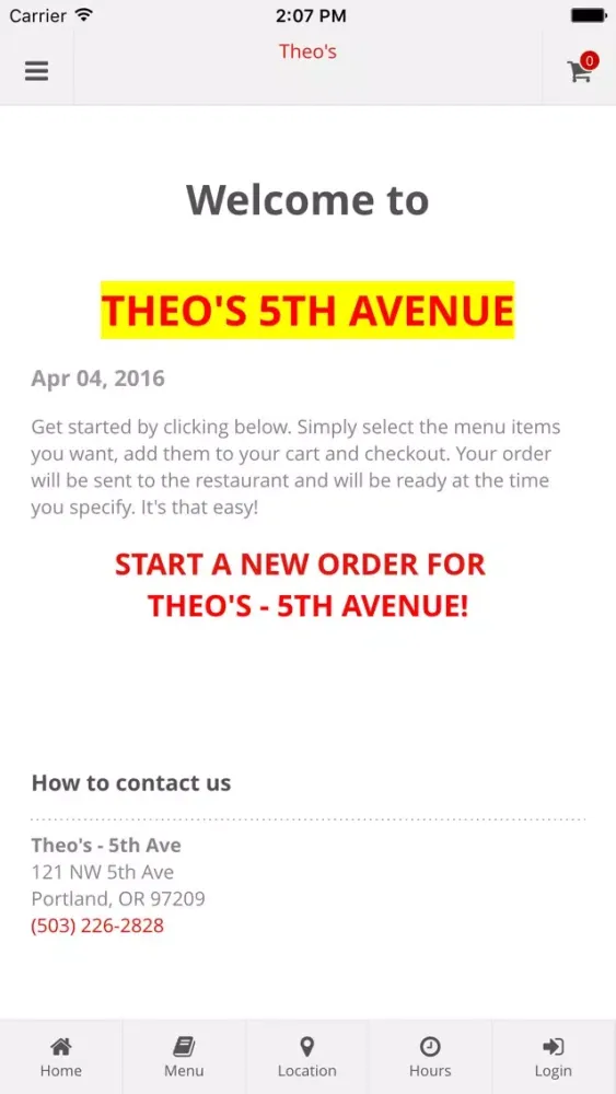 Theo's Online Ordering スクリーンショット