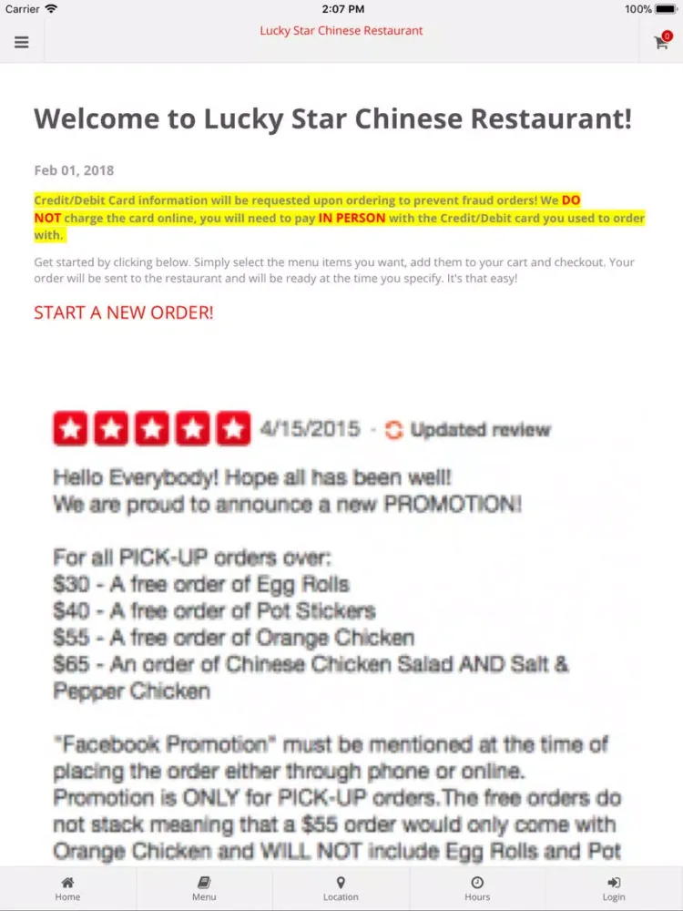 Lucky Star Chinese Restaurant iPad  Screenshots