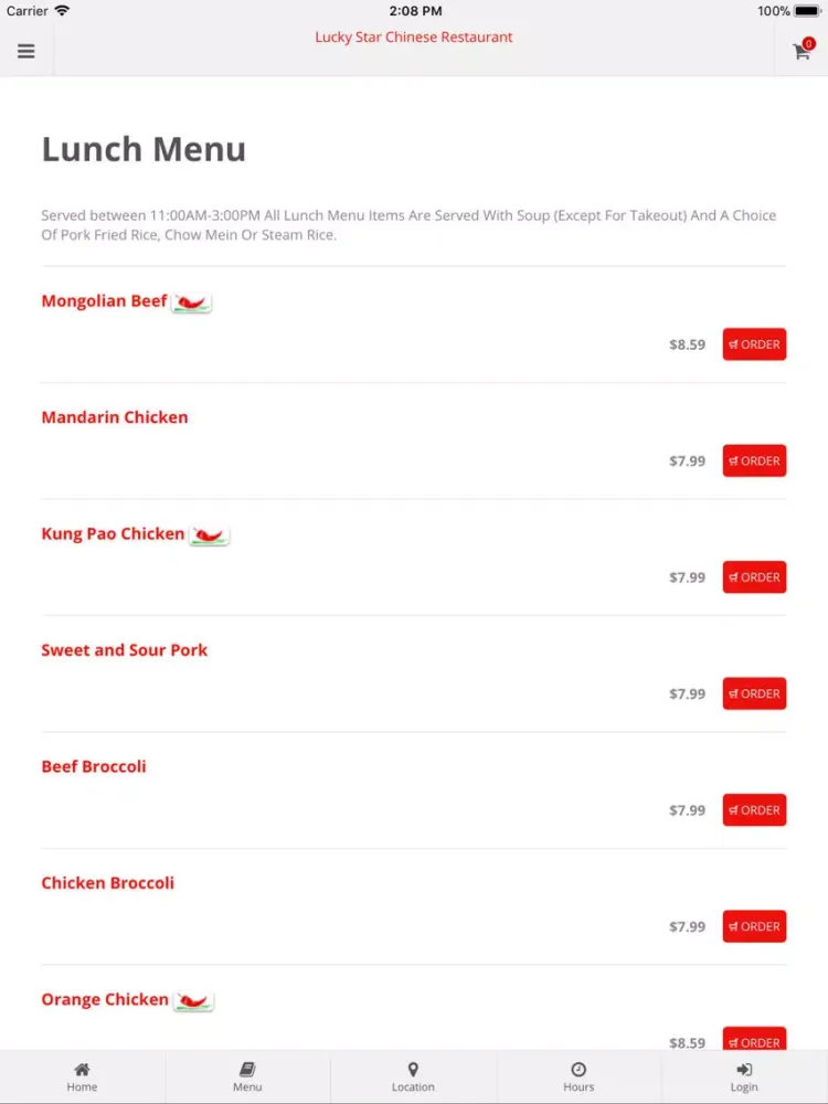 Lucky Star Chinese Restaurant iPad  Screenshots