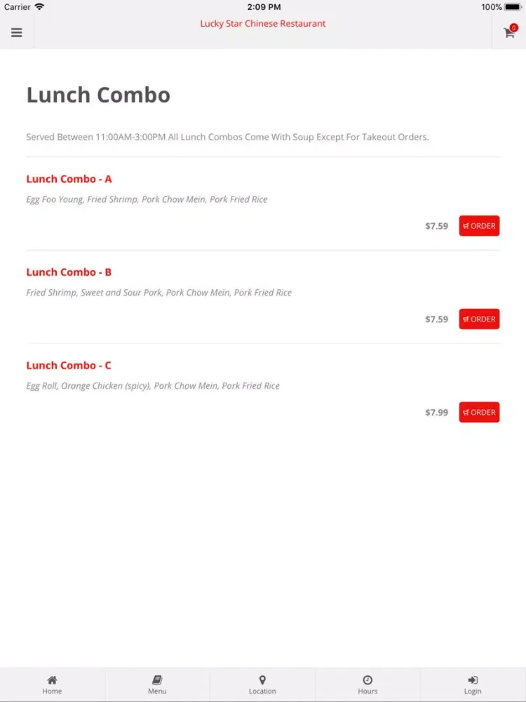 Lucky Star Chinese Restaurant iPad  Screenshots