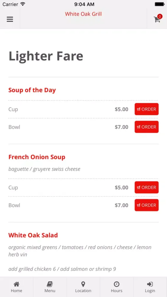 White Oak Grill App Orders स्क्रीनशॉट