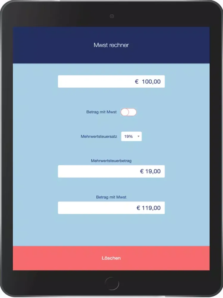 Zrzuty ekranu Mwst Rechner App iPad 