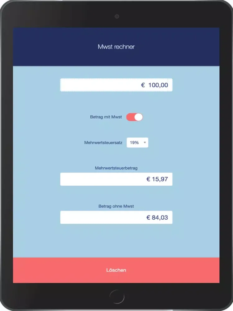 Zrzuty ekranu Mwst Rechner App iPad 