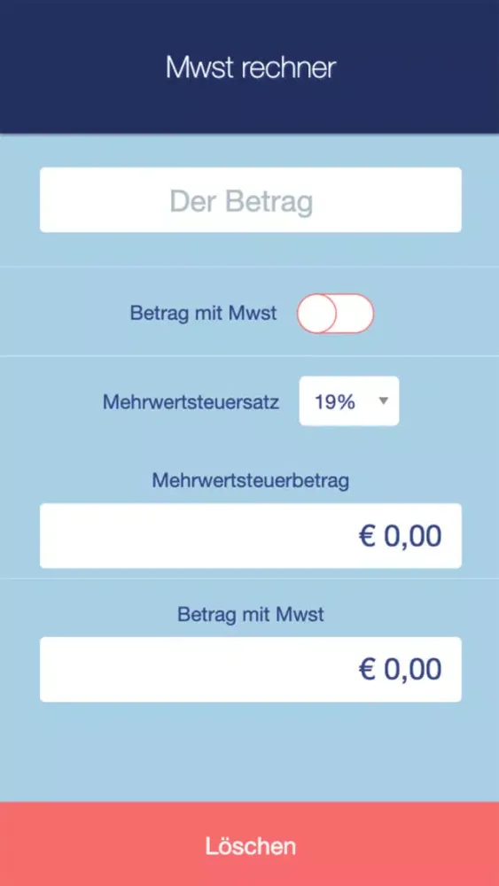 Zrzuty ekranu Mwst Rechner App