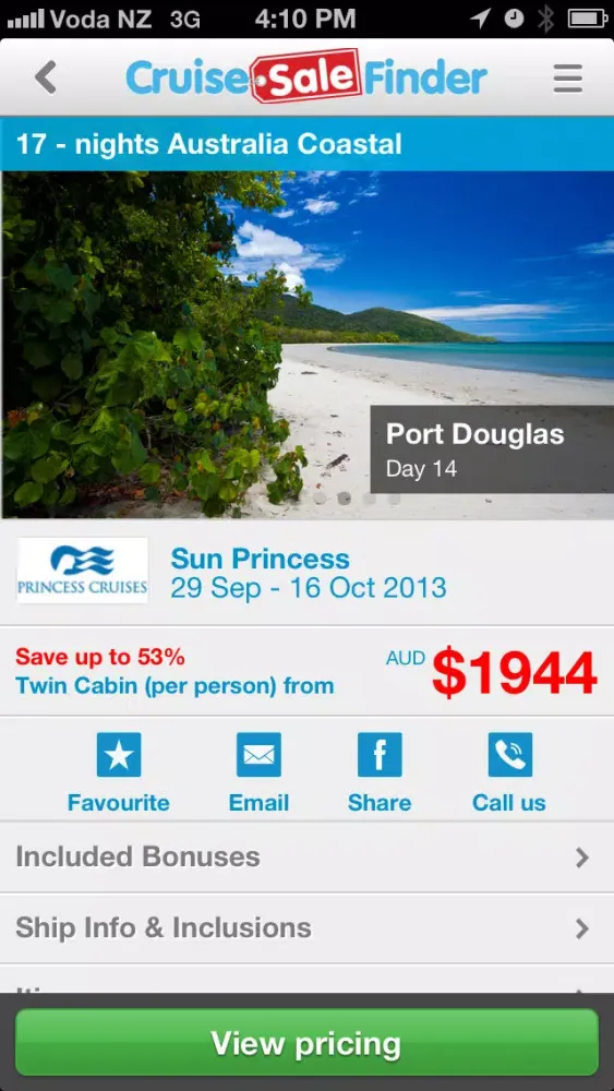 ภาพหน้าจอของ Cruise Sale Finder (NZ)