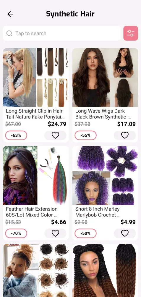 Capturas de pantalla de Wigs Human hair extensions app