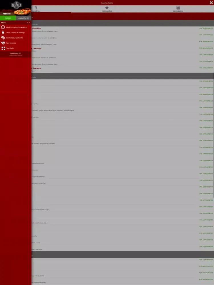 Capturas de tela do Sorella Pizza iPad 