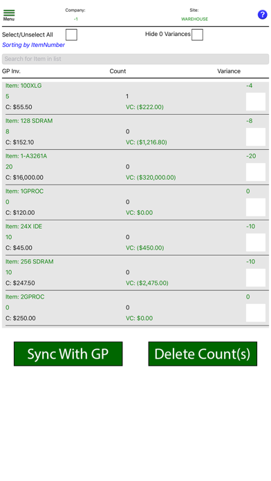 Captures d'écran de Phys Inventory for Dynamics GP