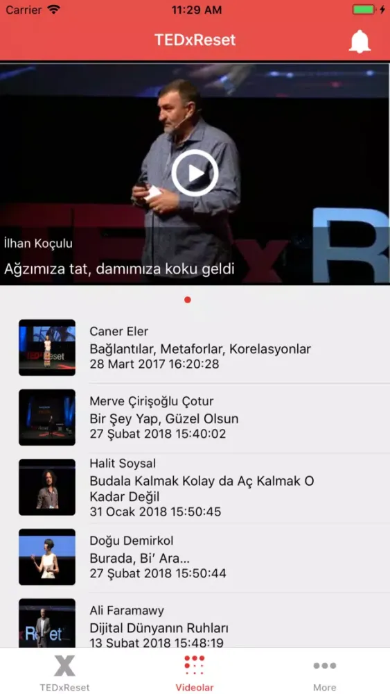 Capturas de tela do TEDxReset