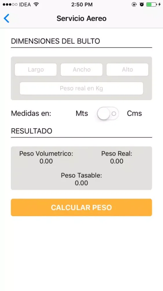 Capturas de pantalla de Calculadora de peso volumétrico