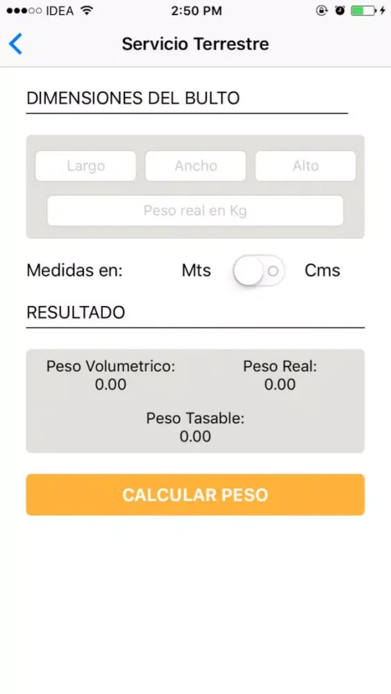 Capturas de pantalla de Calculadora de peso volumétrico