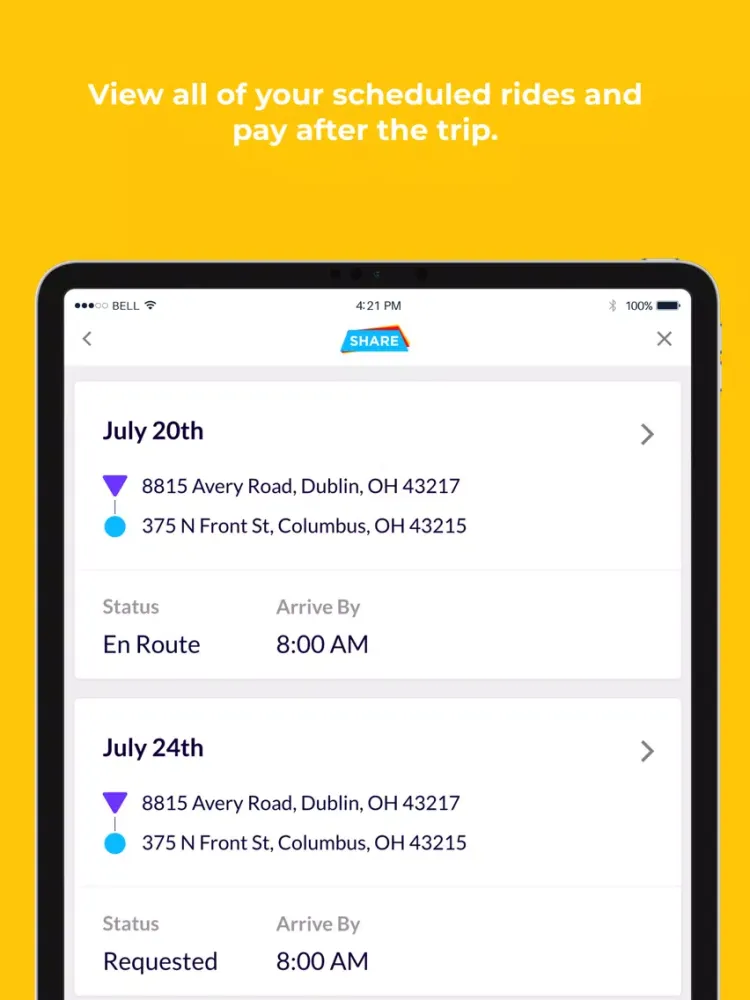 SHARE: Scheduled Mobility iPad  Ekran Görüntüleri