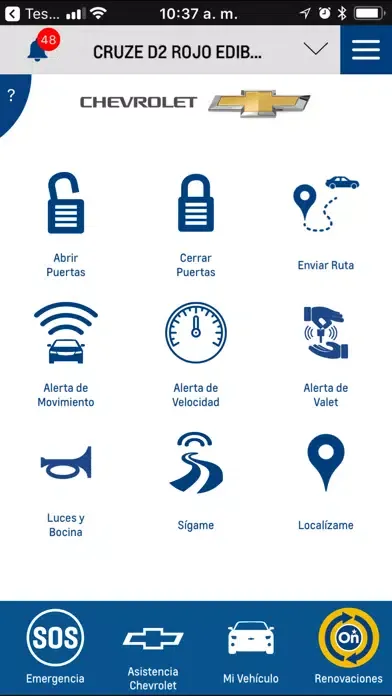 Ảnh chụp màn hình của OnStar Argentina