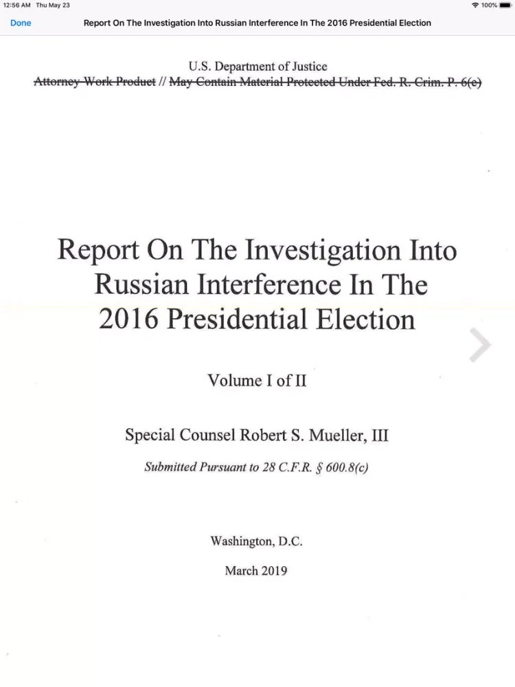 تصاویر The Mueller Report Easy Reader iPad 