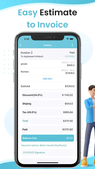 Tangkapan skrin OnTheGo Invoice Estimate Maker