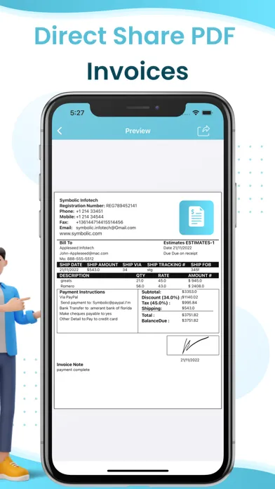 Tangkapan skrin OnTheGo Invoice Estimate Maker