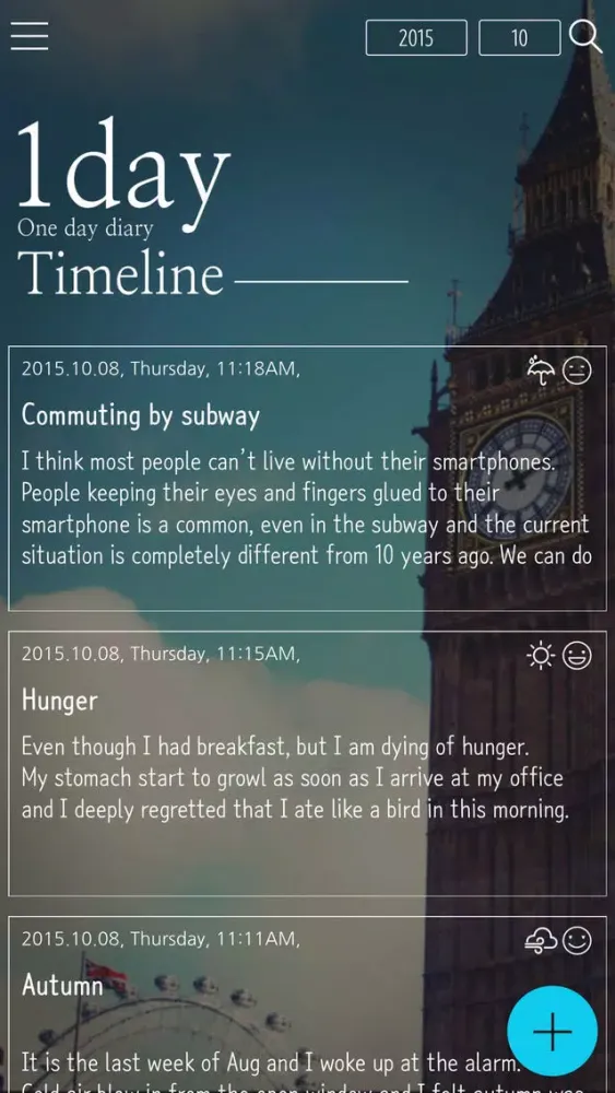 Captures d'écran de 1 day diary - Emotional Diary