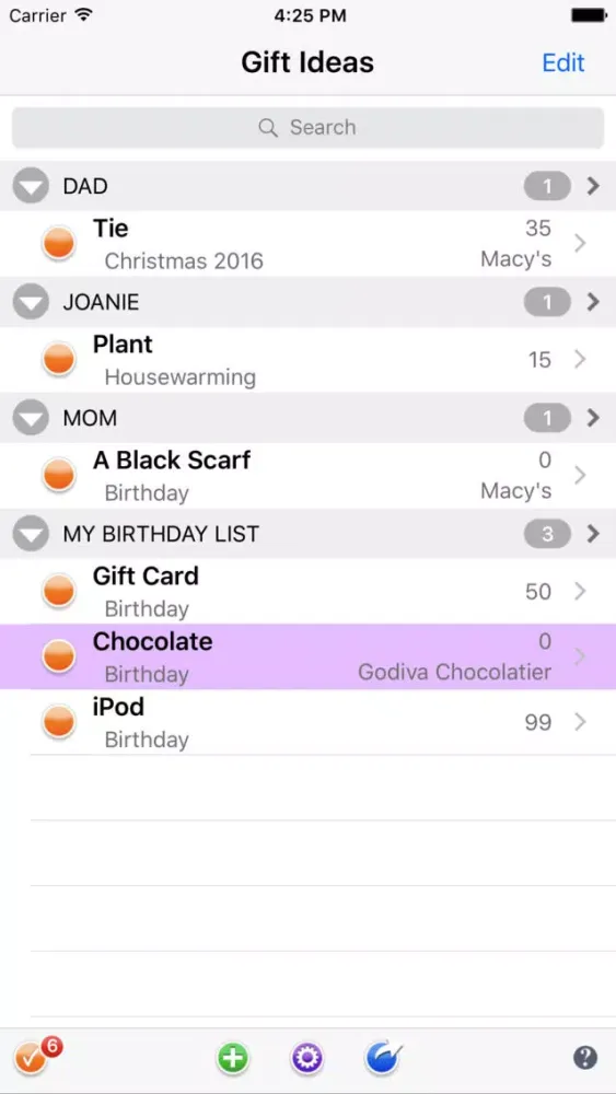 Gifts Gift List應用截圖
