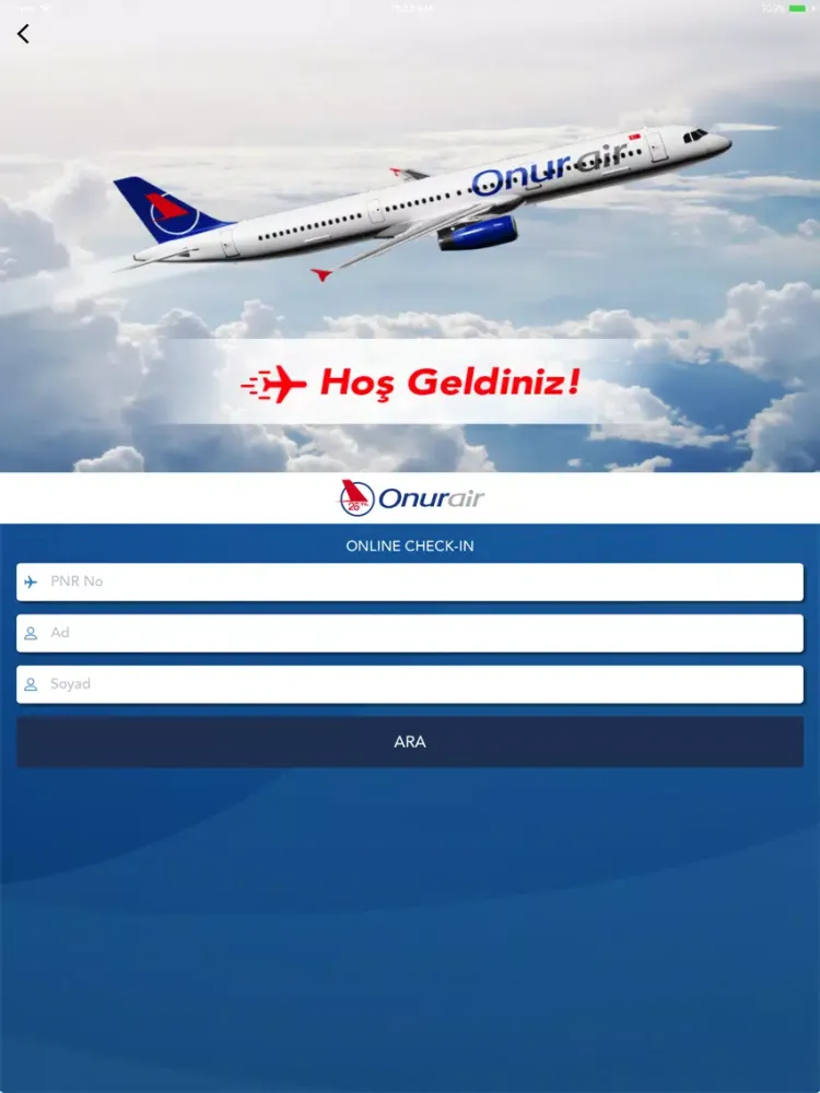 Onur Air iPad  Ekran Görüntüleri