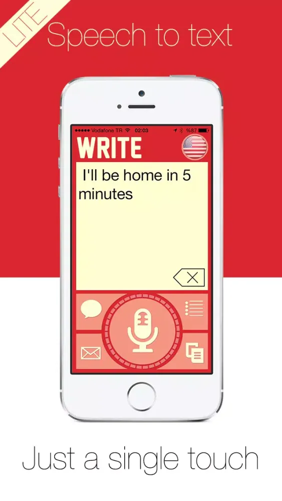 Write Lite - One touch speech to text dictation, voice recognition with direct message sms email and reminders. 스크린샷