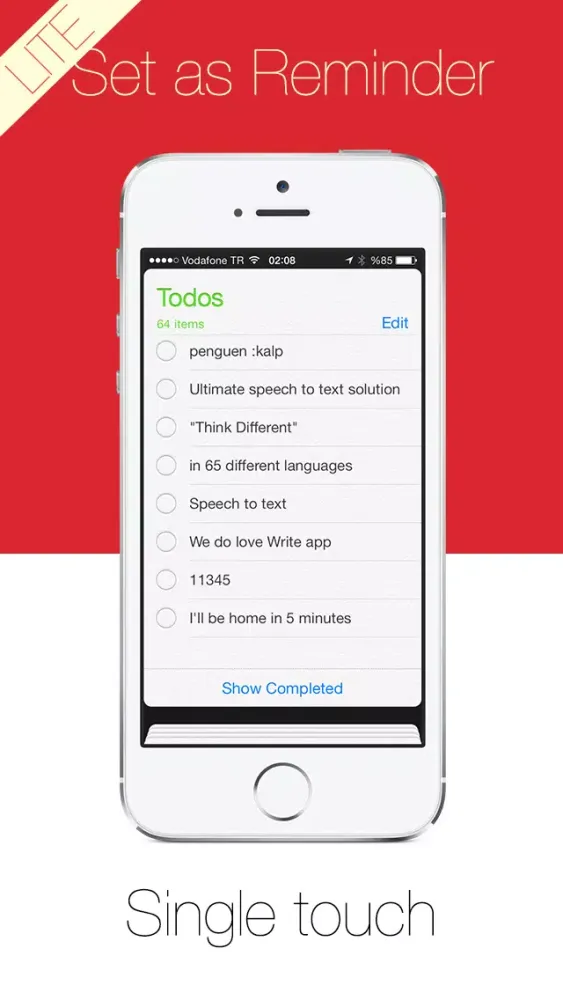 Write Lite - One touch speech to text dictation, voice recognition with direct message sms email and reminders. 스크린샷
