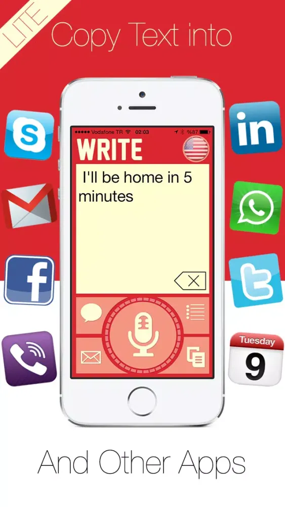 Write Lite - One touch speech to text dictation, voice recognition with direct message sms email and reminders. 스크린샷