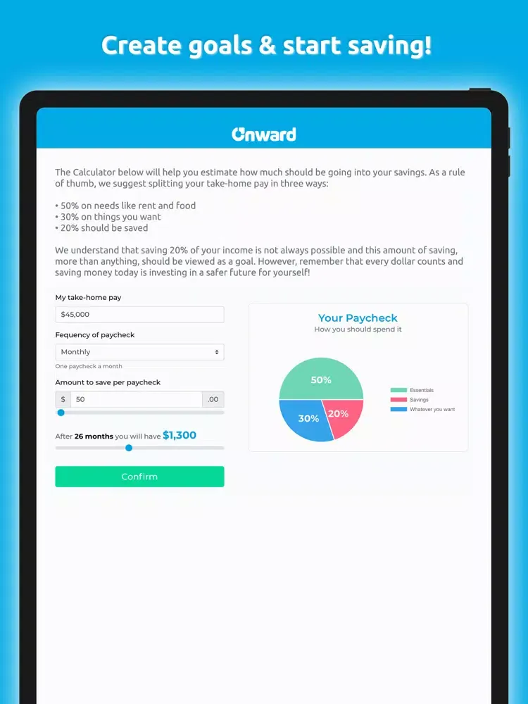 Ảnh chụp màn hình của Onward Financial iPad 