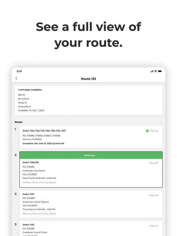 Ảnh chụp màn hình của Onward Delivery iPad 