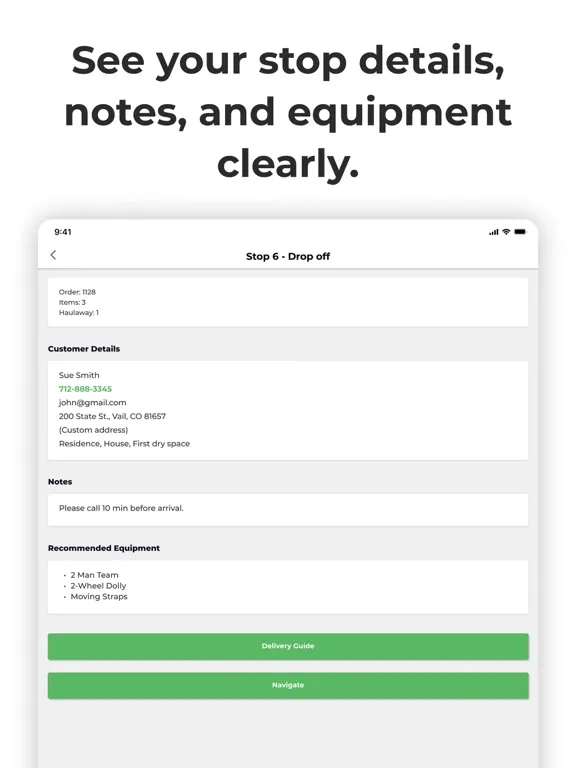 Ảnh chụp màn hình của Onward Delivery iPad 