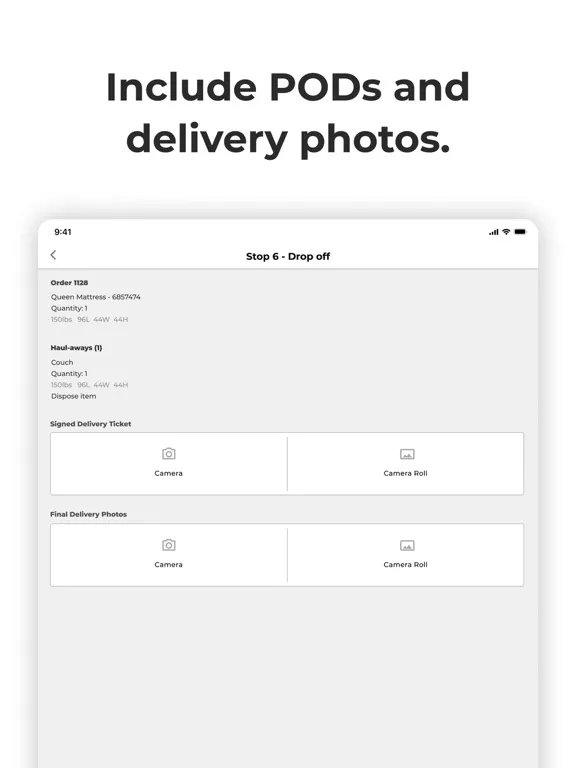 Ảnh chụp màn hình của Onward Delivery iPad 