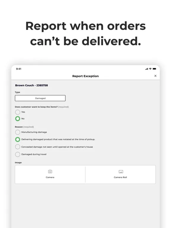 Ảnh chụp màn hình của Onward Delivery iPad 