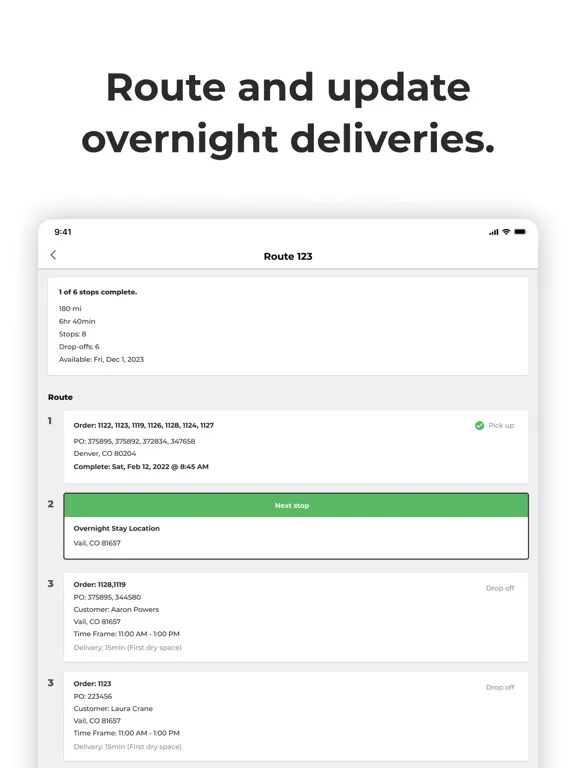 Ảnh chụp màn hình của Onward Delivery iPad 