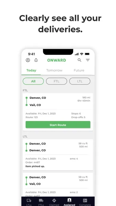 Ảnh chụp màn hình của Onward Delivery