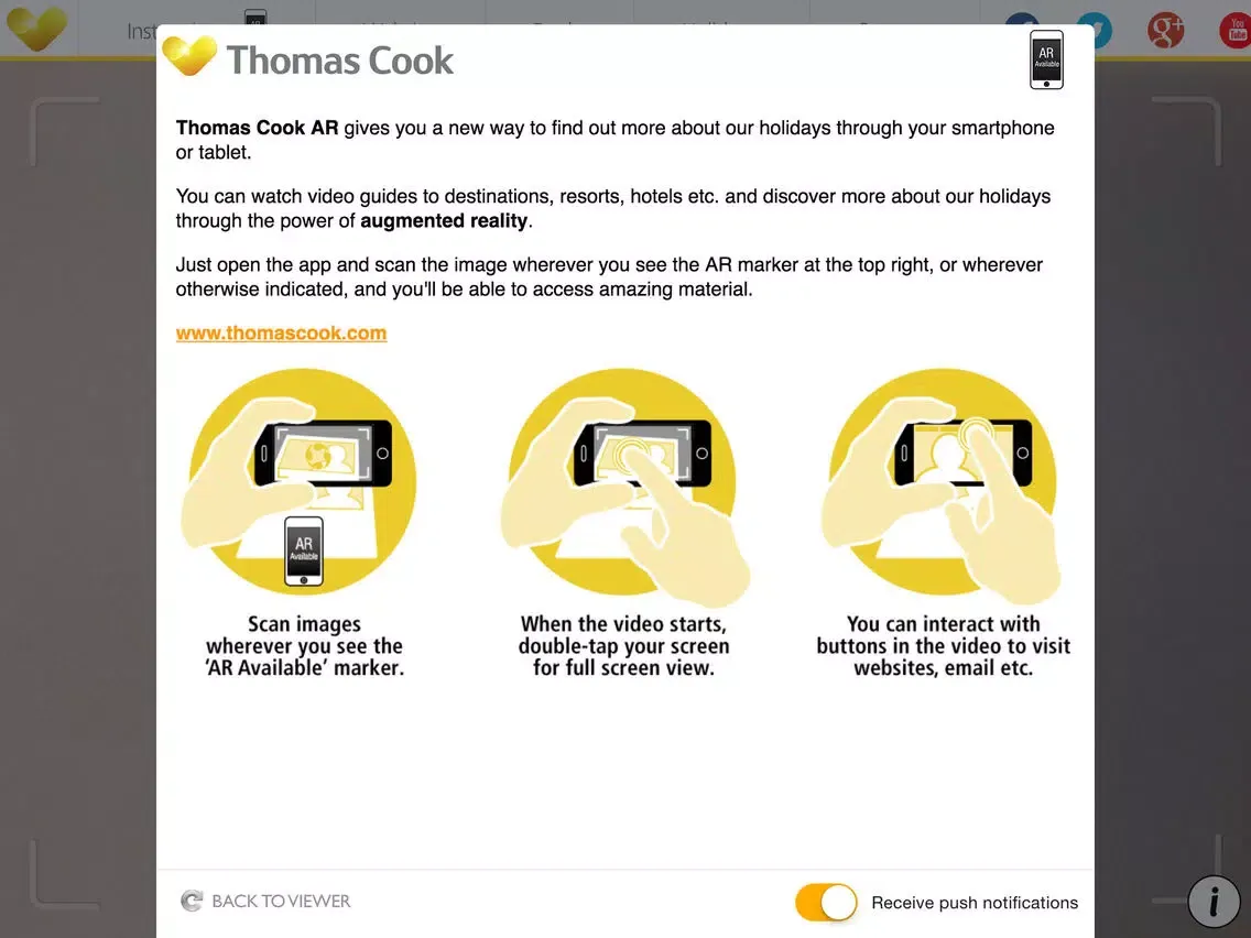 Thomas Cook AR iPad  스크린샷