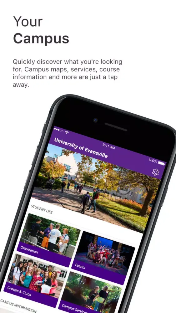 Zrzuty ekranu University of Evansville App