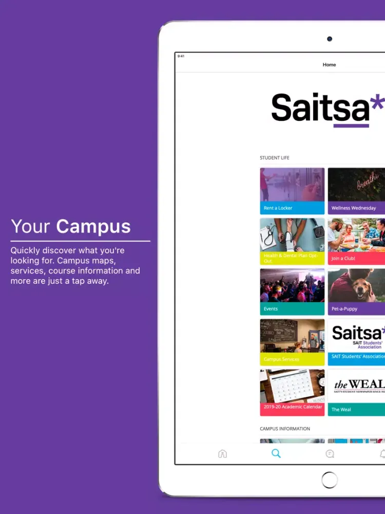 Capturas de tela do SAIT Students’ Association iPad 