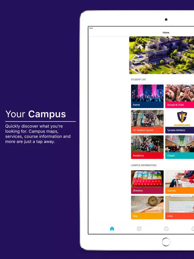 Tangkapan skrin Tyndale University iPad 