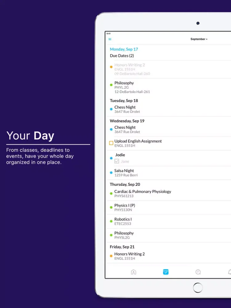 Tangkapan skrin Tyndale University iPad 