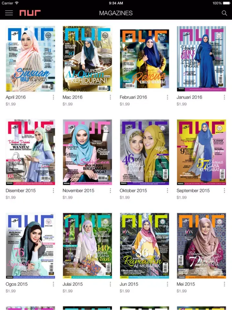 Ảnh chụp màn hình của Nur Magazine iPad 