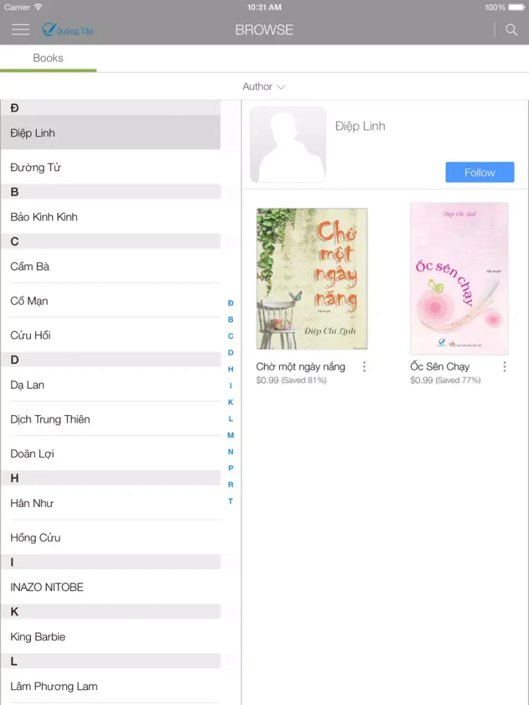 Tangkapan layar Quang Van iPad 