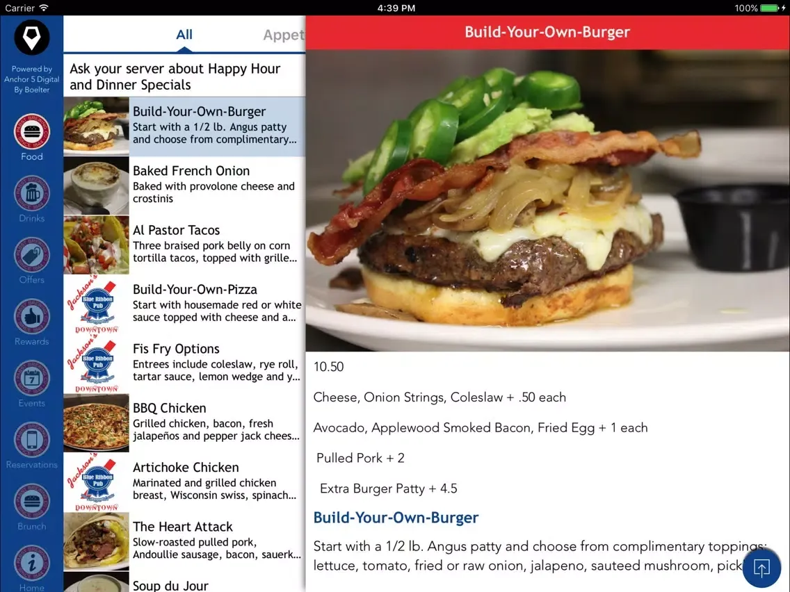 Jackson's Blue Ribbon Pub iPad  Screenshots