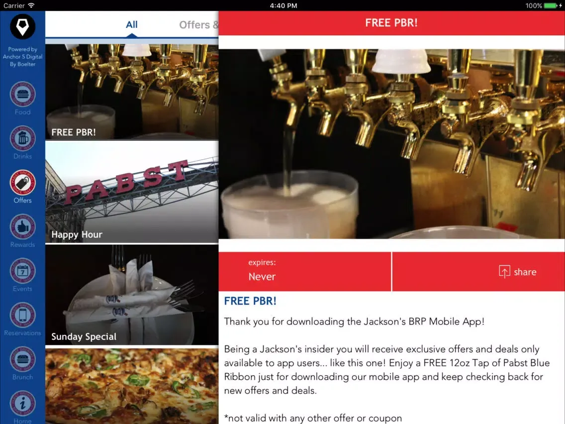 Jackson's Blue Ribbon Pub iPad  Screenshots