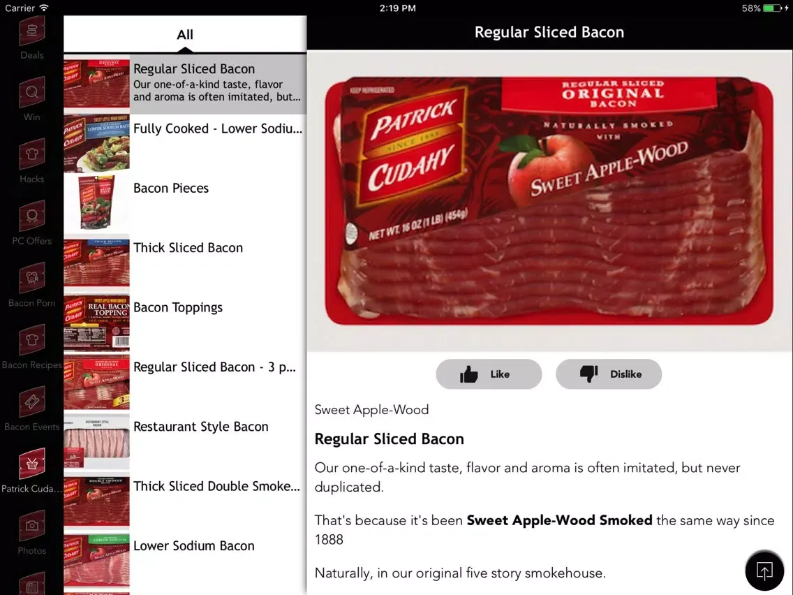 Capturas de tela do Bacon Lovers Club App iPad 